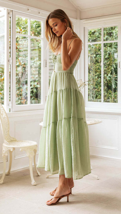 Casual Summer Spaghetti Straps Sleeveless  Long Dresses
