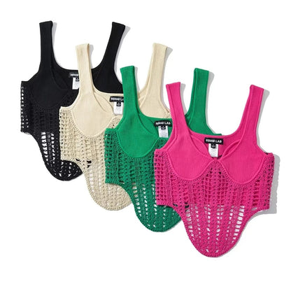 Fashion Crochet Knitted Midriff Baring Summer Tank Tops