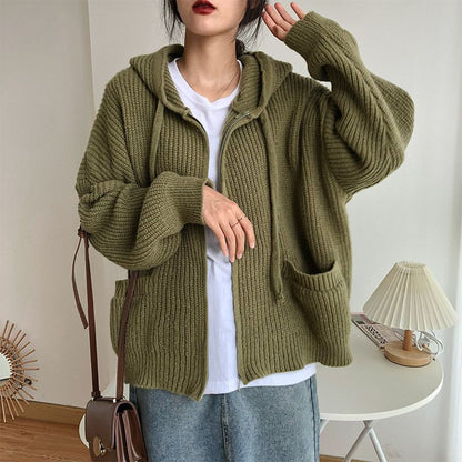 Casual Vintage Knitted Hoodies Cardigan Sweaters