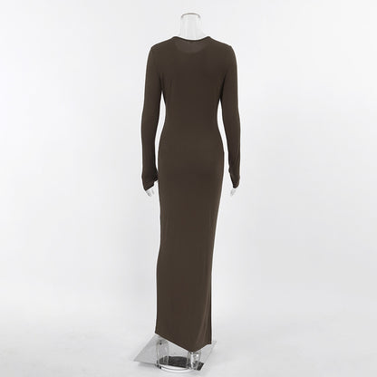 Vintage Brown Long Sheath Dresses