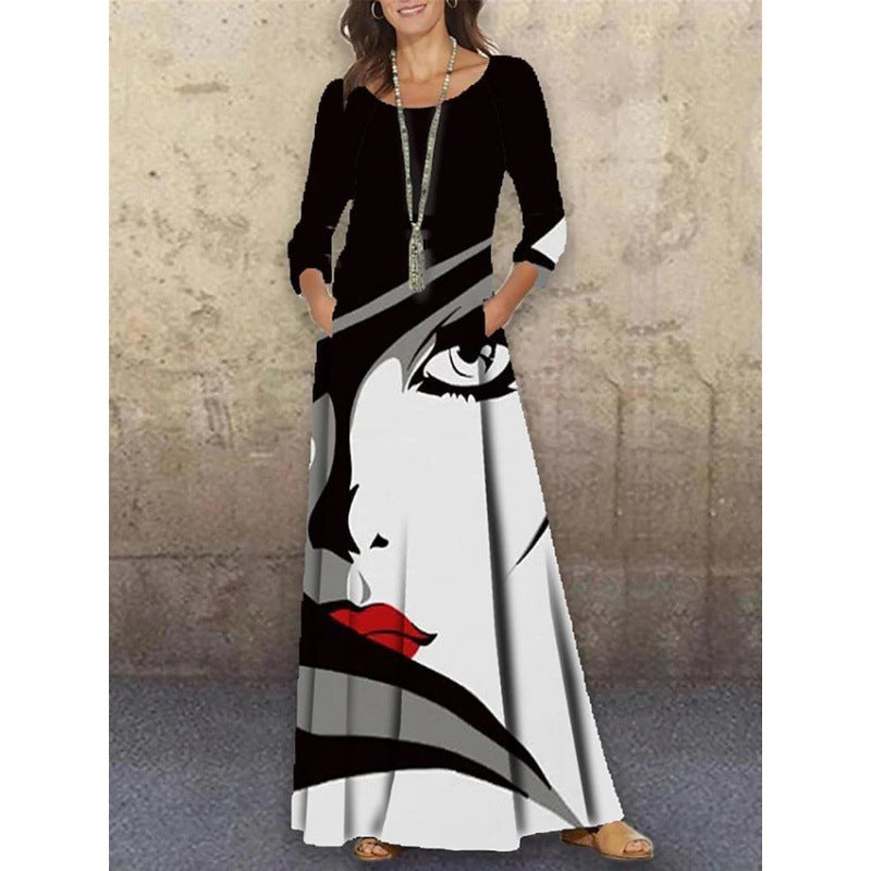 Elegant 3D Floral Print Summer Long Dresses