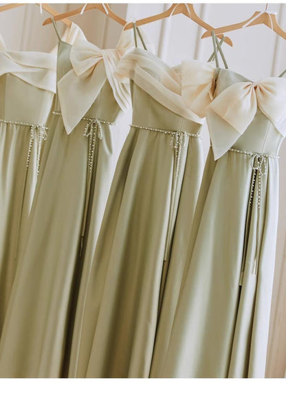 Fashion Satin Green Spring Bridesmaid Dresses