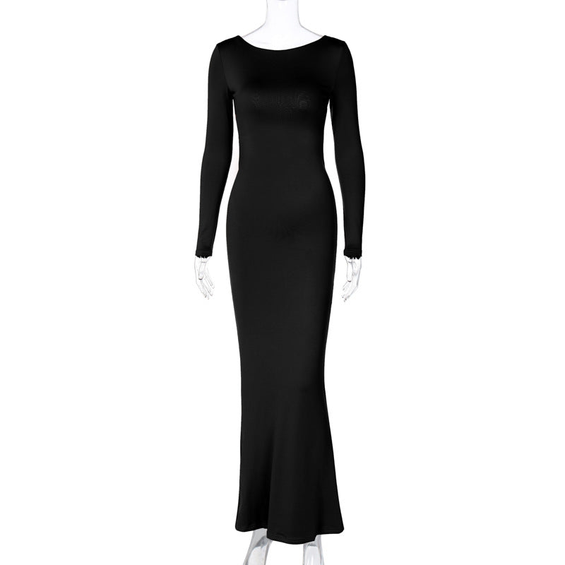 Sexy Backless Lace Up Long Sleeves Dresses