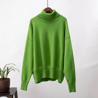 Fashion High Neck Knitted Pullover Sweaters for Women