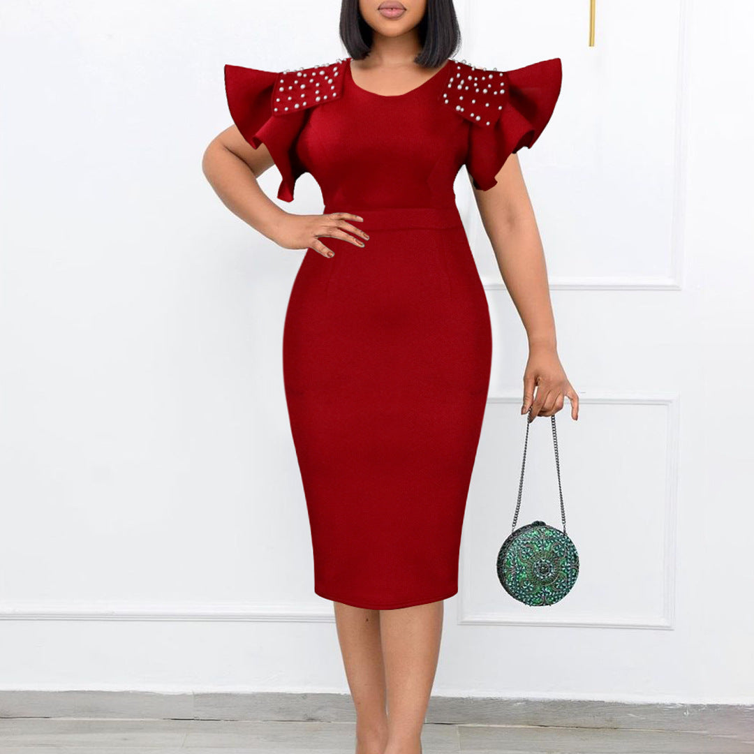 Summer Ruffled Sleeves Women Sheath Dresses