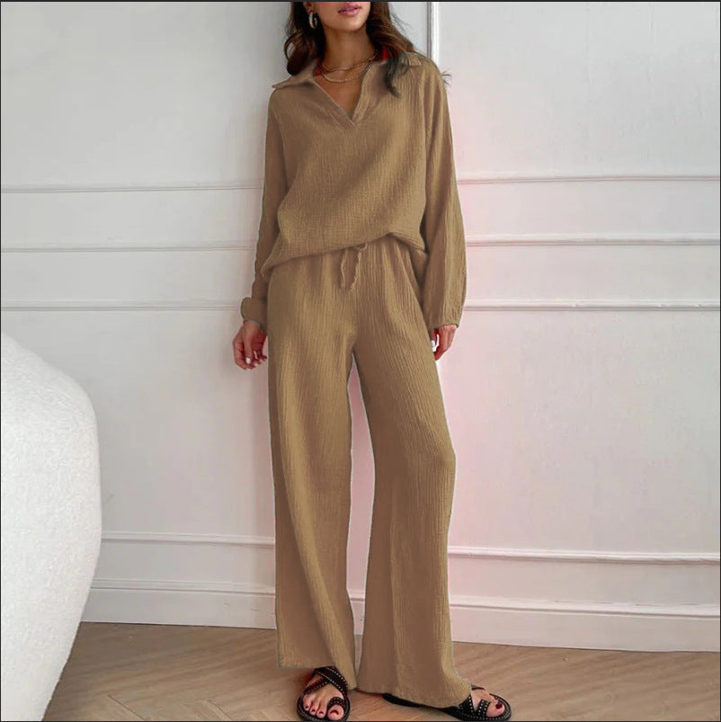 Trendy Women's Linen Two Piece Set with Long Sleeves for Stylish Casual Looks