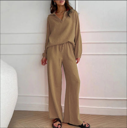 Trendy Women's Linen Two Piece Set with Long Sleeves for Stylish Casual Looks