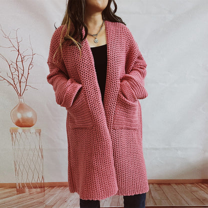 Casual Long Knitted Coats with Large Pockets