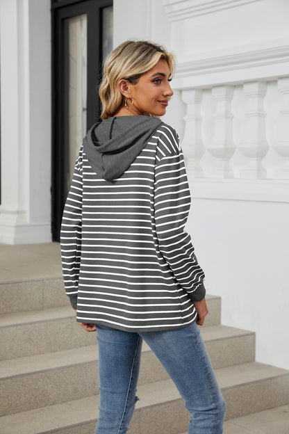 Casual Striped Long Sleeves Hoodies
