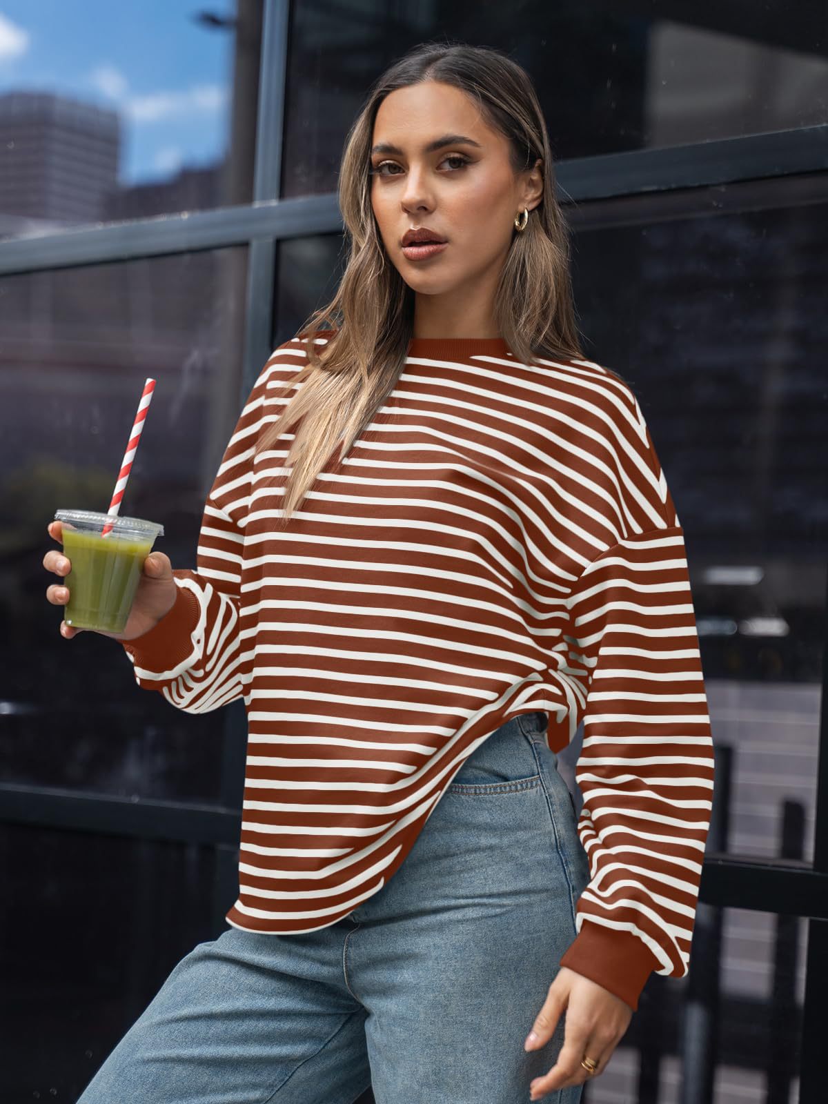 Casual Striped Long Sleeves Sports Hoodies