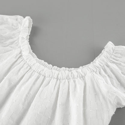 Sexy Designed Ruffled White Two Pieces Sets for Women