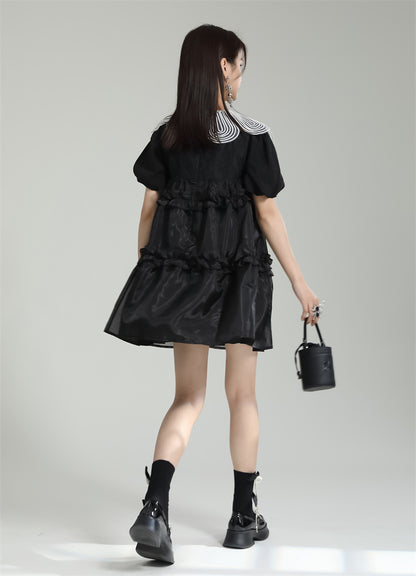 Designed Spaghetti Straps Black Short Dresses
