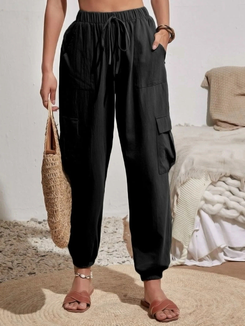 Casual Women Pockets Trousers
