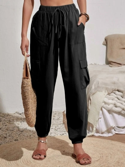 Casual Women Pockets Trousers