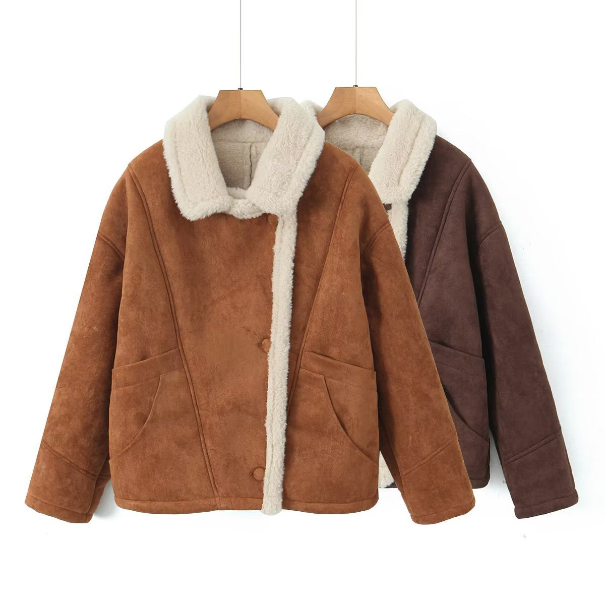 Vintage Winter Lamb Wool Outerwear for Women