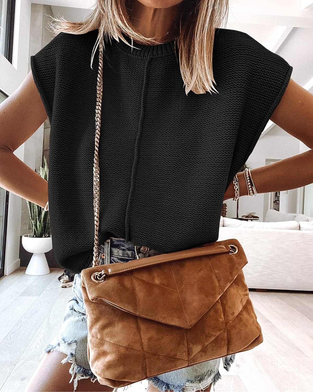 Casual Sleeveless Round Neck Knitted Vest