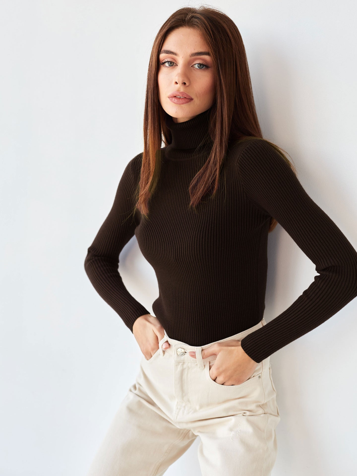 Sexy High Neck Knitted Sheath Sweaters