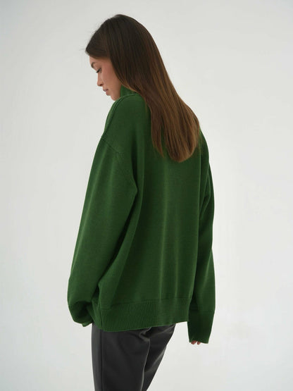 Fashion High Neck Knitted Pullover Sweaters for Women