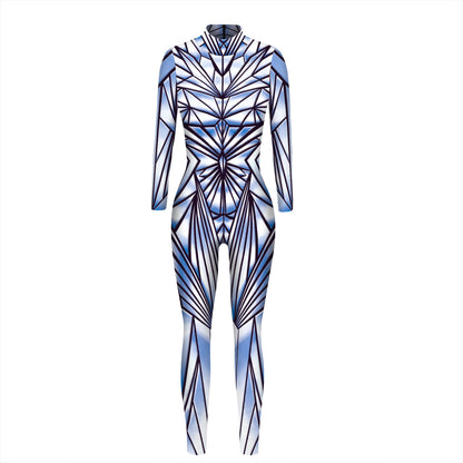Halloween Skeleton Long Sleeves Jumpsuits Cosplay Costumes
