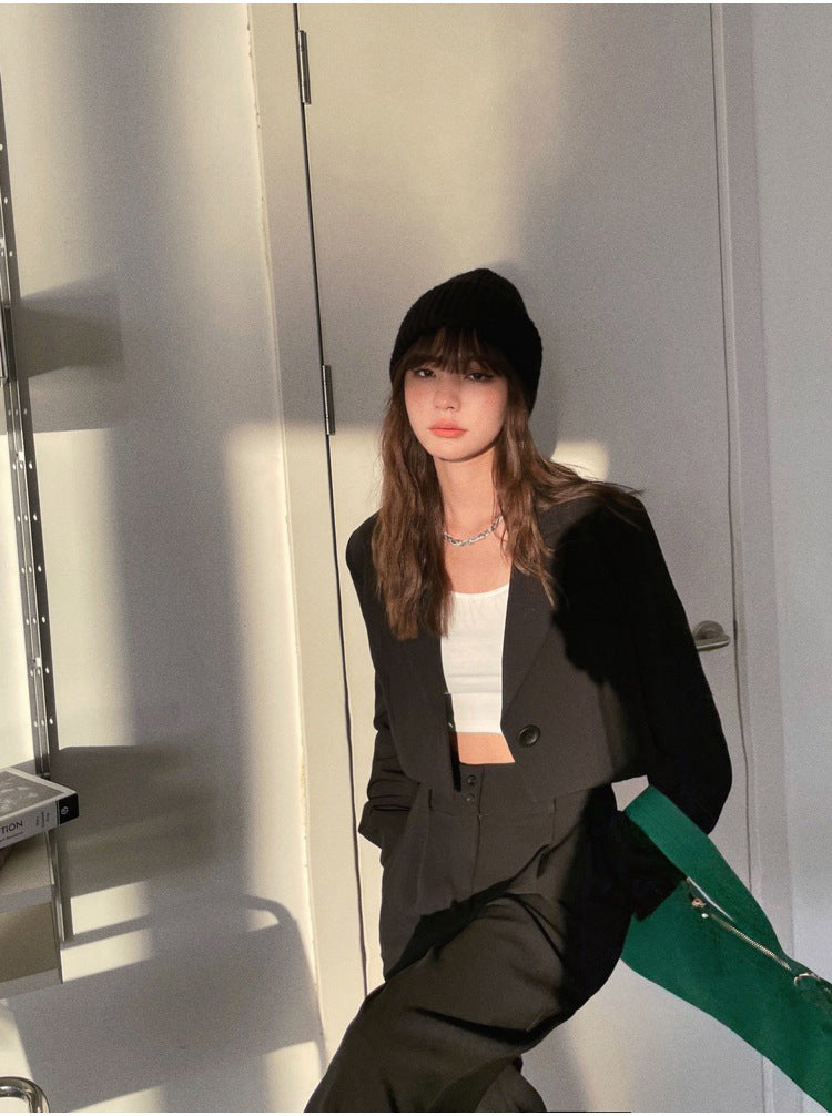 Fashion Short Blazers & High Waist Pants Suits