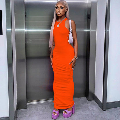 Sexy Fashion Round Neck Sleeveless Long Dresses