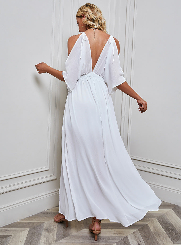 Sexy Chiffon Split Front Summer Long Dresses