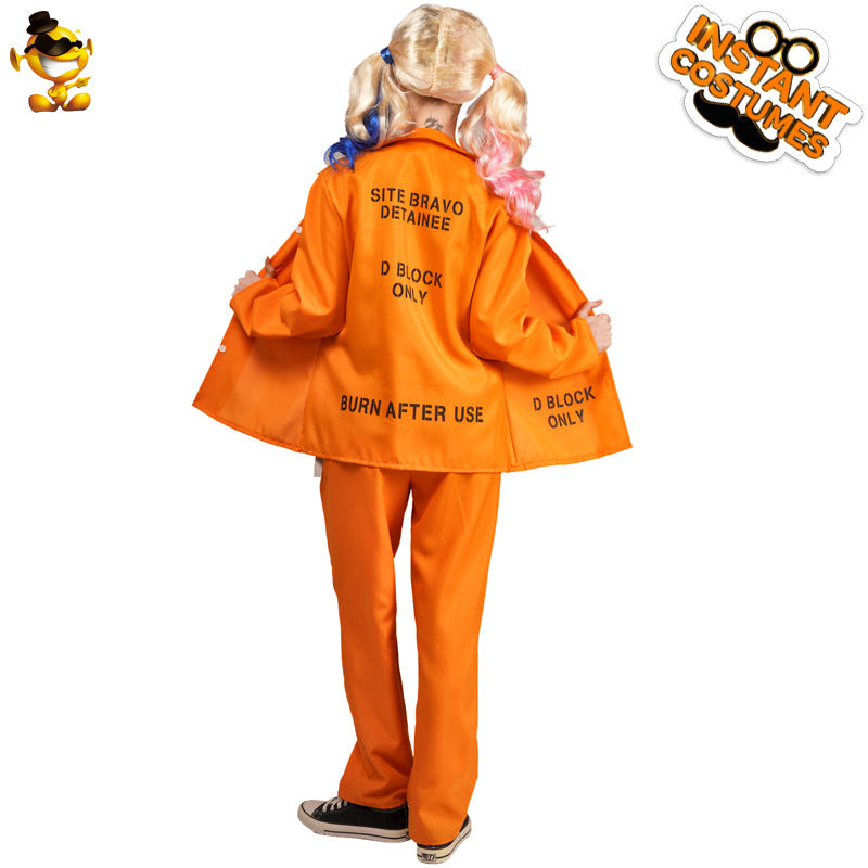 Halloween Couple Orange Prisoner Cosplay Costumes Jumpsuits