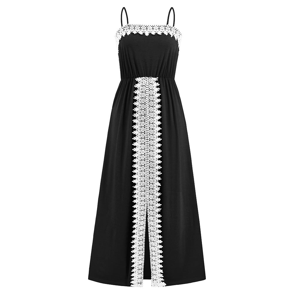 Elegant Lace Trim Summer Long Dresses
