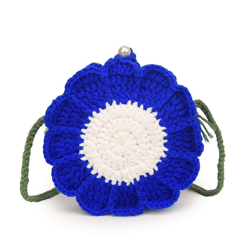 Designed Handmade Crochet 3d Sunflower Mini Shoulder Bags
