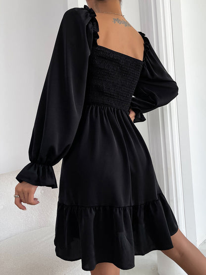 Casual Square Neckline High Waist Women Dresses