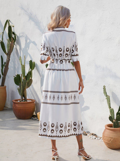 Vintage Summer Half Sleeves Women Midi Dresses