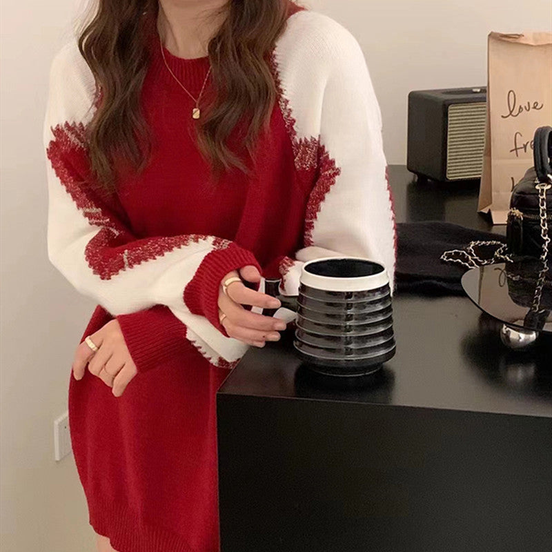 Casual Contrast Color Knitted Sweaters
