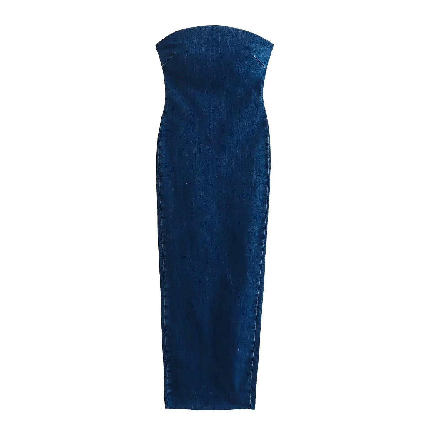 Sexy Back Zippered Strapless Denim Dresses