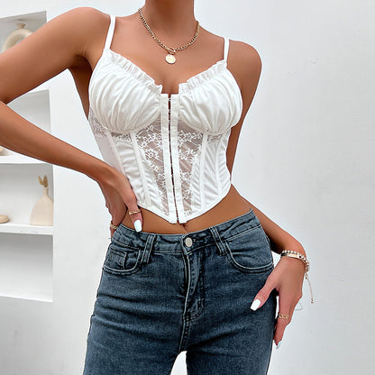 Sexy Ruffled Lace Tank Tops