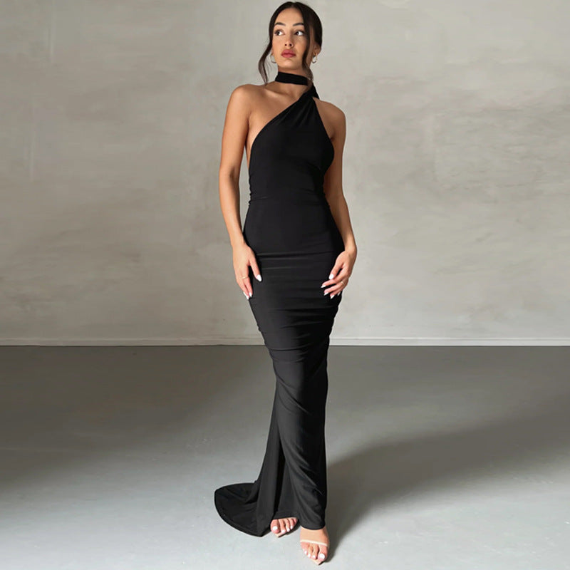 Sexy One Shoulder Sleeveless Long Evening Party Dresses