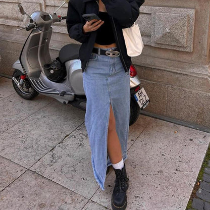Vintage A Line Denim Long Skirts