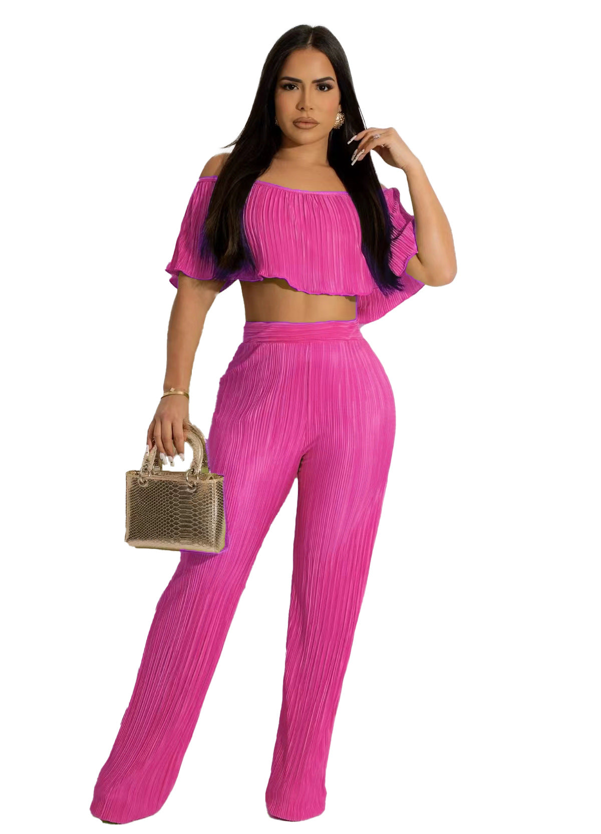 Sexy Summer Strapless Tops and Long Pants Two Pieces Suits