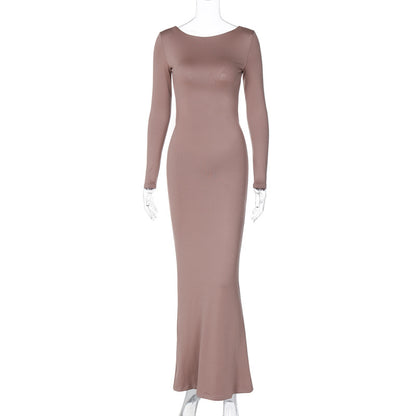 Sexy Backless Lace Up Long Sleeves Dresses