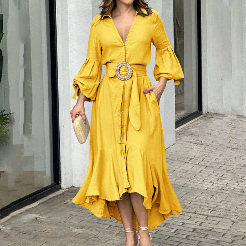 Fashion Long Sleeves Dresses with Pocket