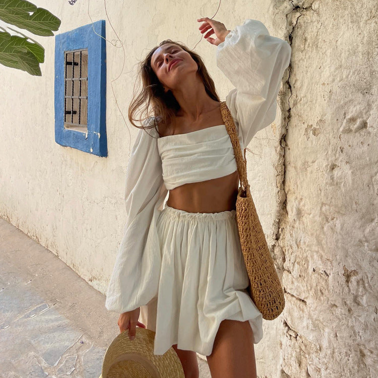 Sexy Summer Strapless Tops and Skirts Suits