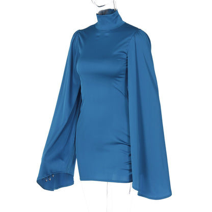 Sexy High Neck Bodycon Long Sleeves Short Dresses