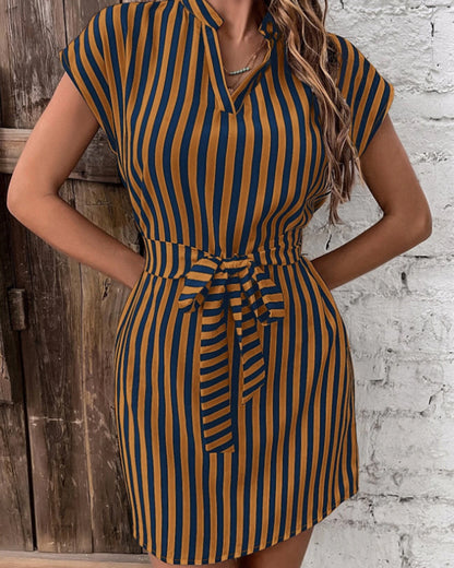 Casual Sleeveless Striped Mini Dresses