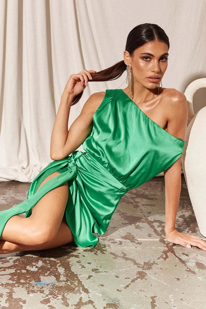 Sexy One Shoulder Sleeveless Irregular Mini Party Dresses