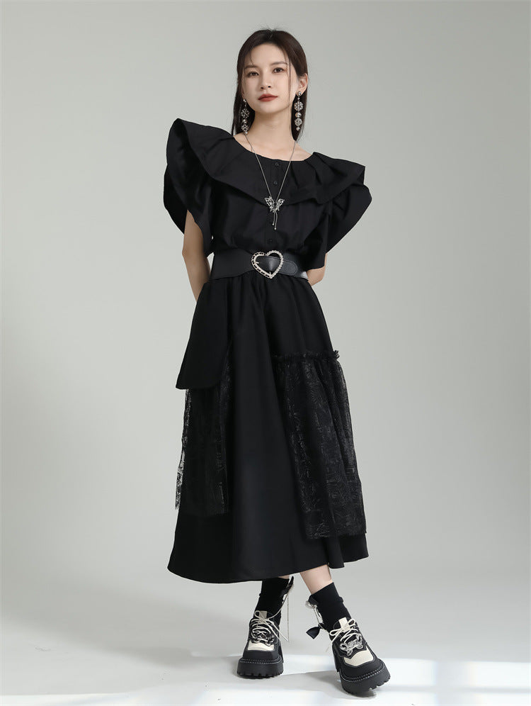 Designed Ruffled Short Sleeves Shirts