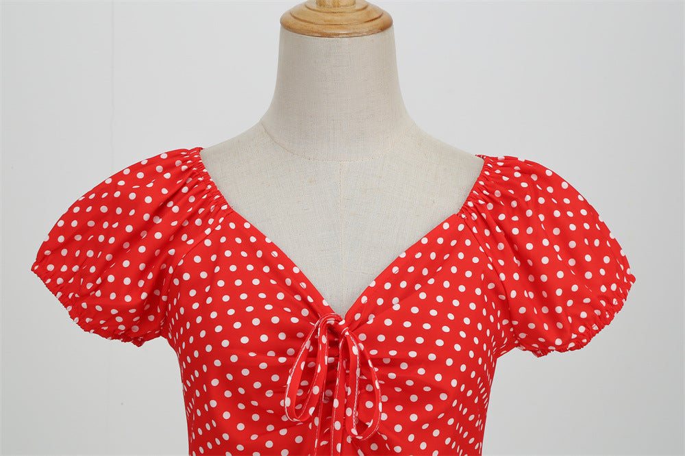 Vintage V Neck Summer Short Sleeves Dresses