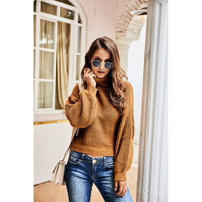 Casual High Neck Knitted Long Sleeves Sweaters
