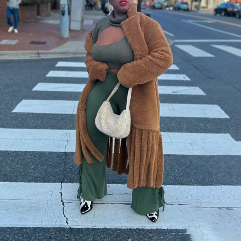 Designed Fashion Tassels Long Coats for Winter