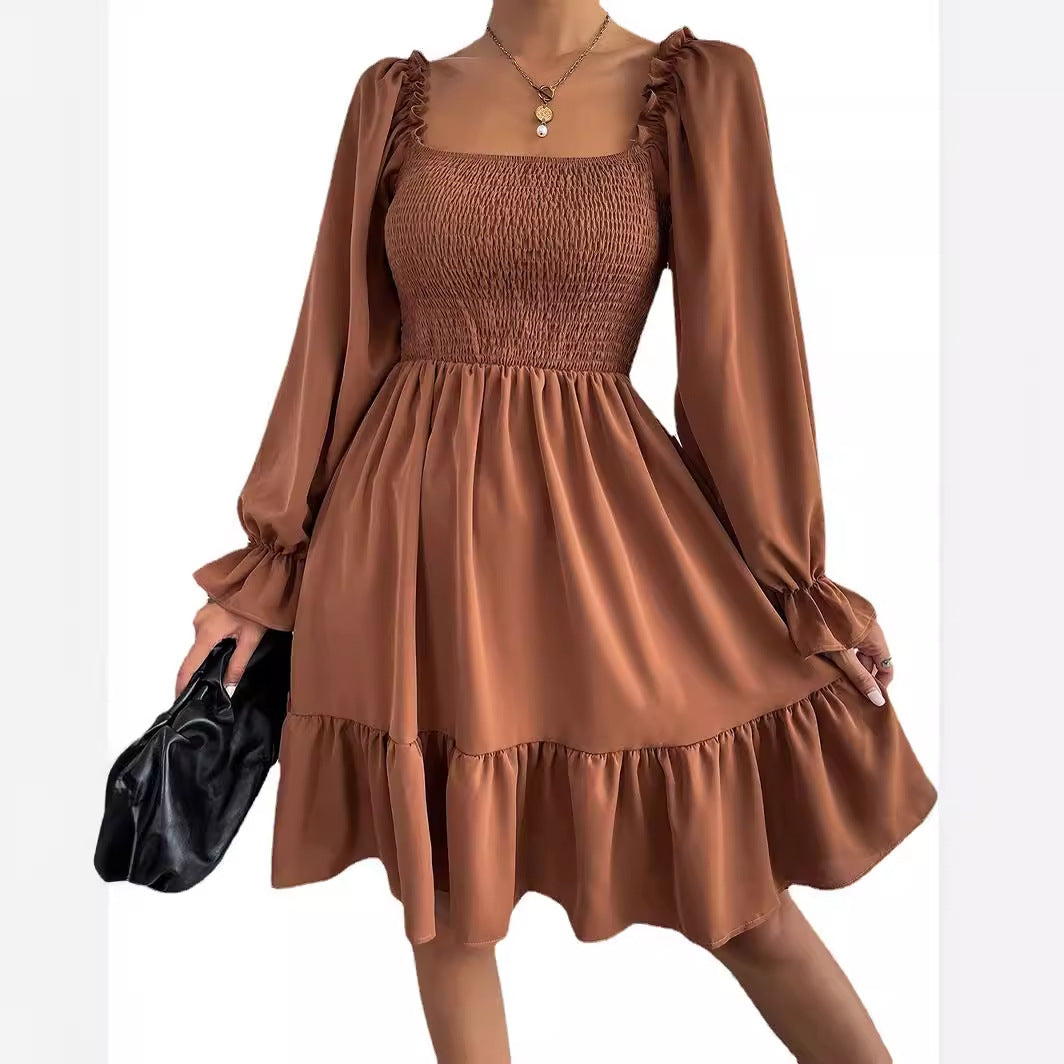 Casual Square Neckline High Waist Women Dresses