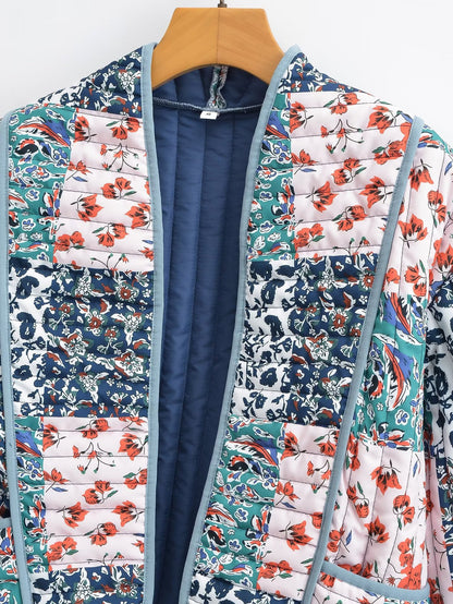 Designed Fashion Floral Print Cotton Overcoat
