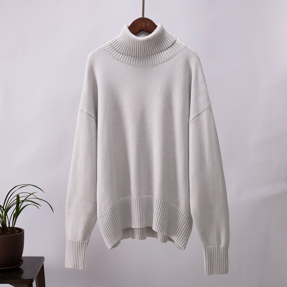 Fashion High Neck Knitted Pullover Sweaters for Women
